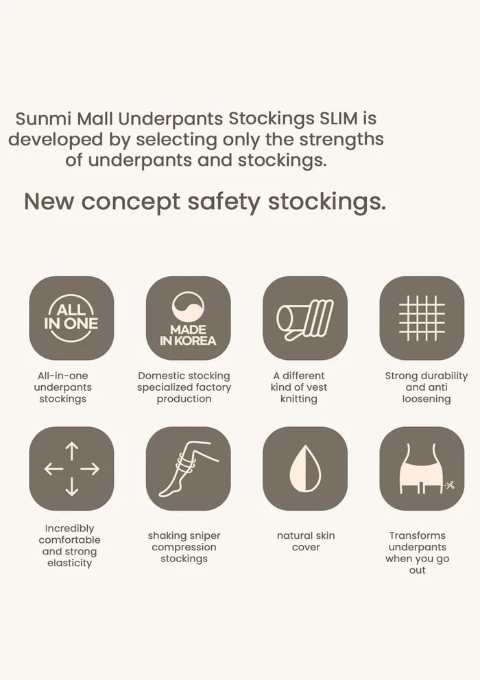 Promotional graphic for Summi Mall Underpants Stockings SLIM highlighting features.