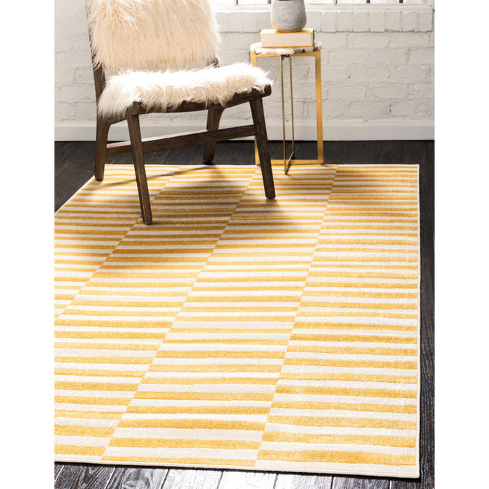Tapis rayé jaune Arzilla 5x8