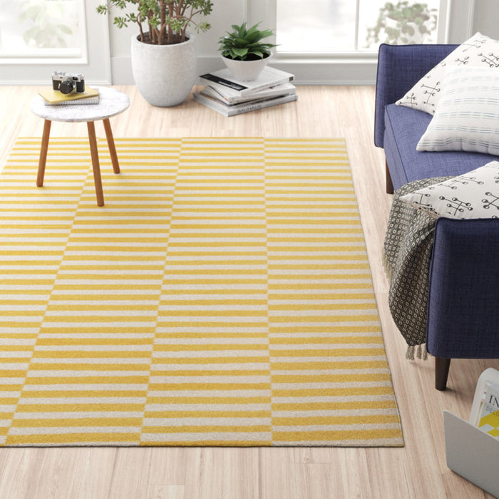Tapis rayé jaune Arzilla 5x8