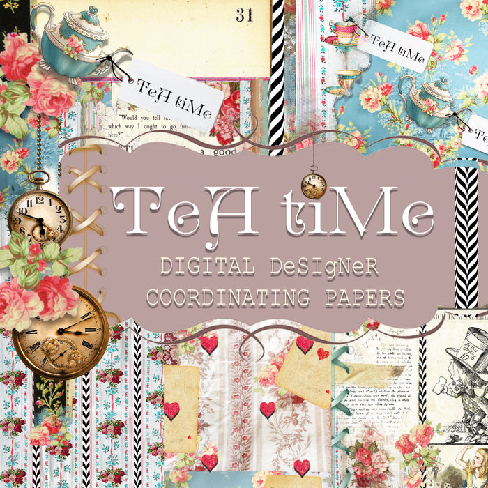 Tea Time Collage - Digital Journal Kit - Bundle Pack