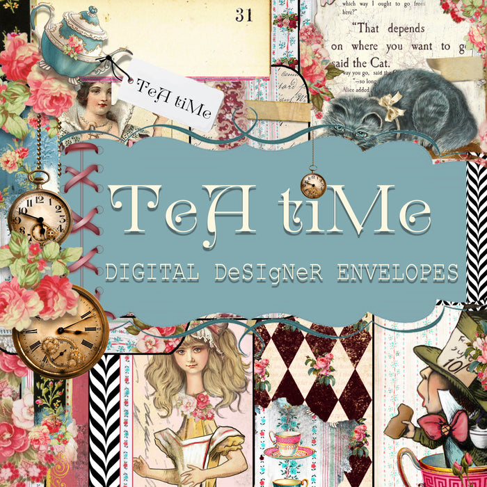 Tea Time Collage - Digital Journal Kit - Bundle Pack