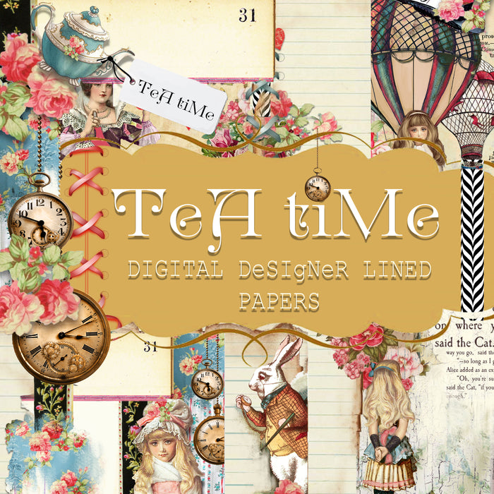 Tea Time Collage - Digital Journal Kit - Bundle Pack