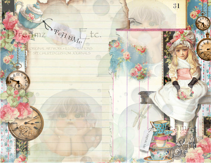 Tea Time Collage - Digital Journal Kit - Bundle Pack