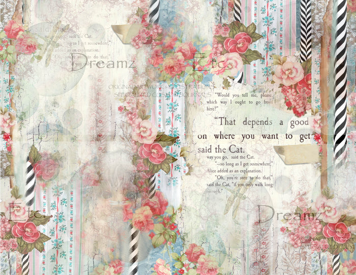 Tea Time Collage - Digital Journal Kit - Designer Background Papers