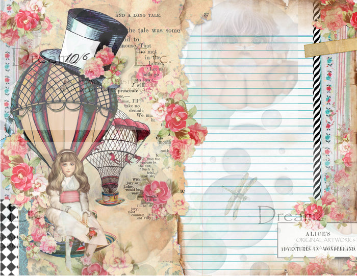 Tea Time Collage - Digital Journal Kit - Designer Lined Journal Papers