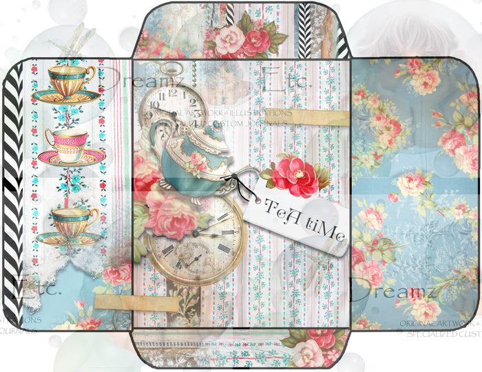Tea Time Collage - Digital Journal Kit - Envelopes