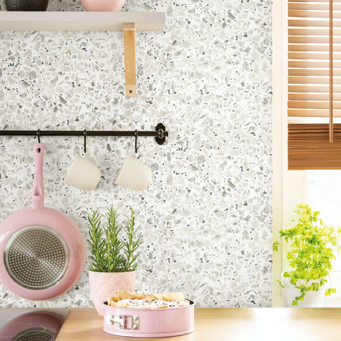 Terrazzo Black Colored Peel & Stick Wallpaper - EonShoppee