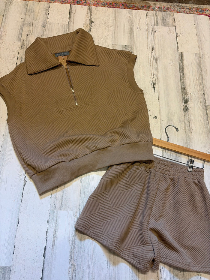 Miss B Pixy & Ivy textured zippered shorts with a stylish design, featuring a zip closure and textured fabric.