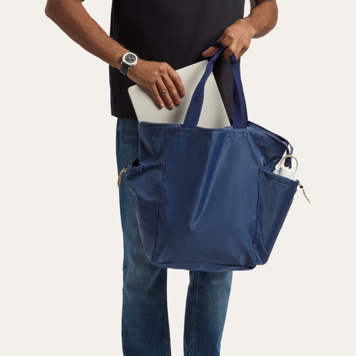 THE RIPPLE ZIP-TOP TOTE BAG / NAVY SEAL