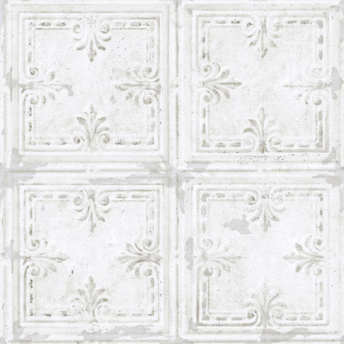 Tin Tile White Peel & Stick Wallpaper - EonShoppee