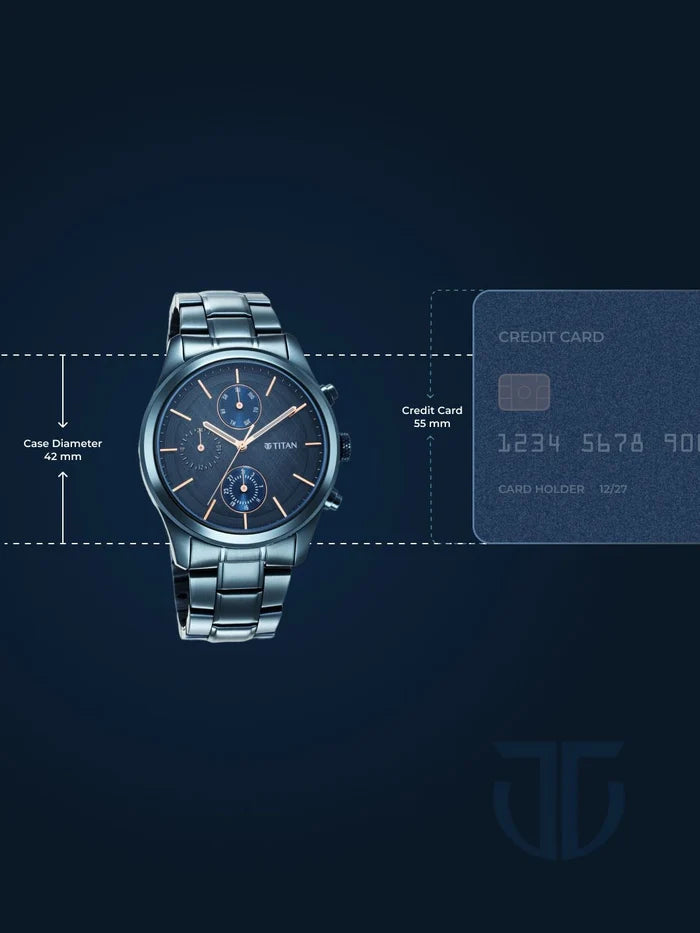 Titan Neo Splash Multifunction Analog With Blue Dial Watch - NT1805QM01