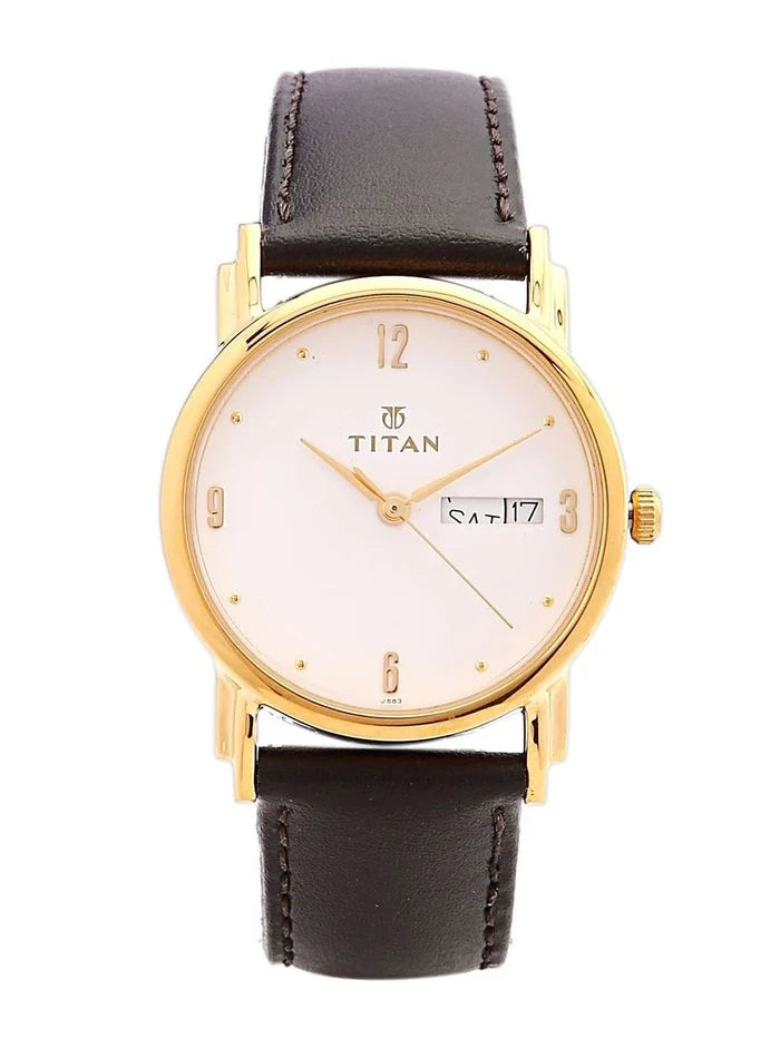 Titan Quartz Analog With White Dial Watch - NM1445YL04