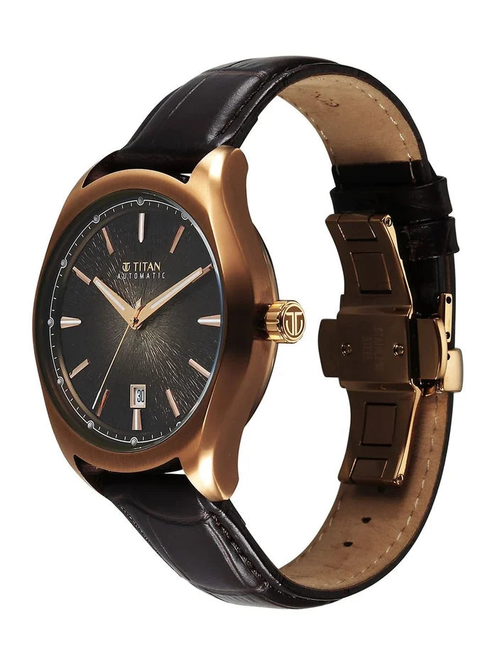Titan Stellar Automatic Motion Leather Strap Watch - 10051QL01