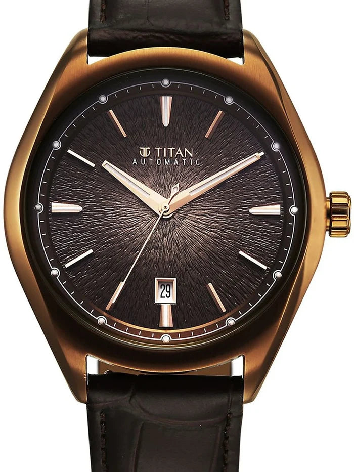 Titan Stellar Automatic Motion Leather Strap Watch - 10051QL01