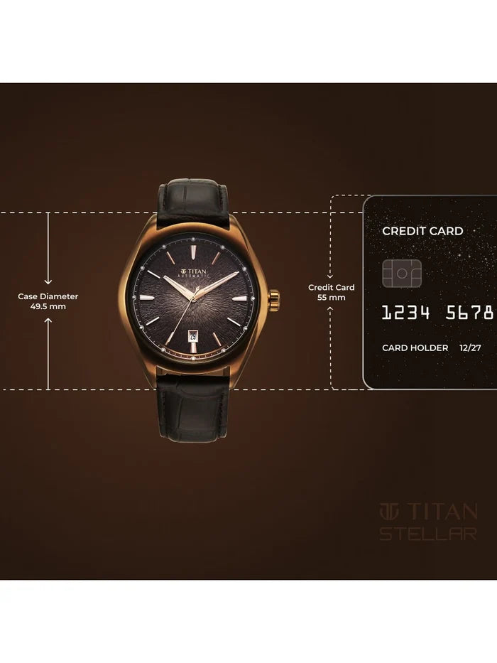 Titan Stellar Automatic Motion Leather Strap Watch - 10051QL01