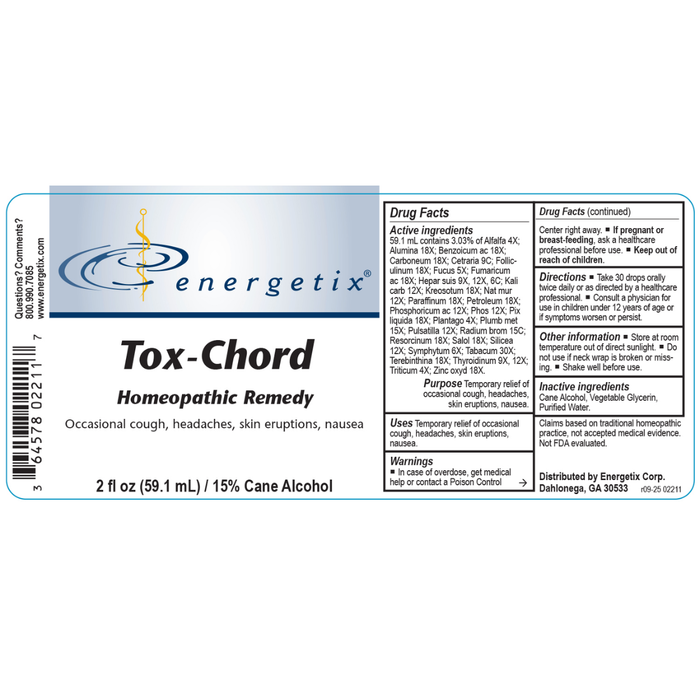 ox-Chord is a homeopathic combination formula for a broad range of symptoms associated with inhaled or dermal exposure to chemicals. T