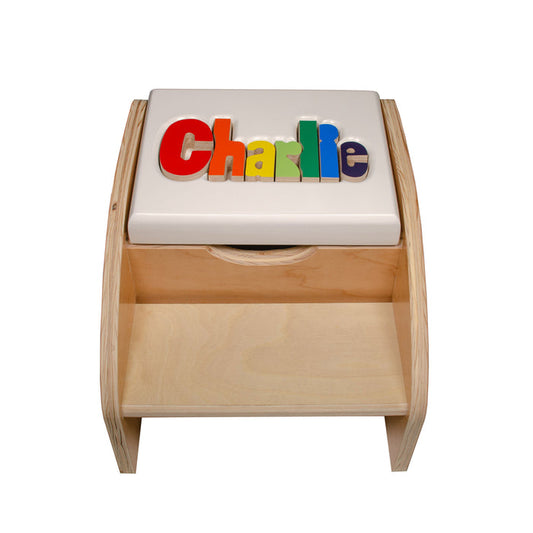 Two Step Storage Name Puzzle Stool without Handles