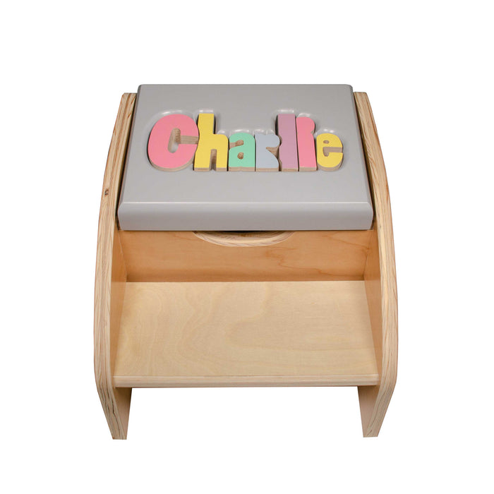 Two Step Storage Name Puzzle Stool without Handles
