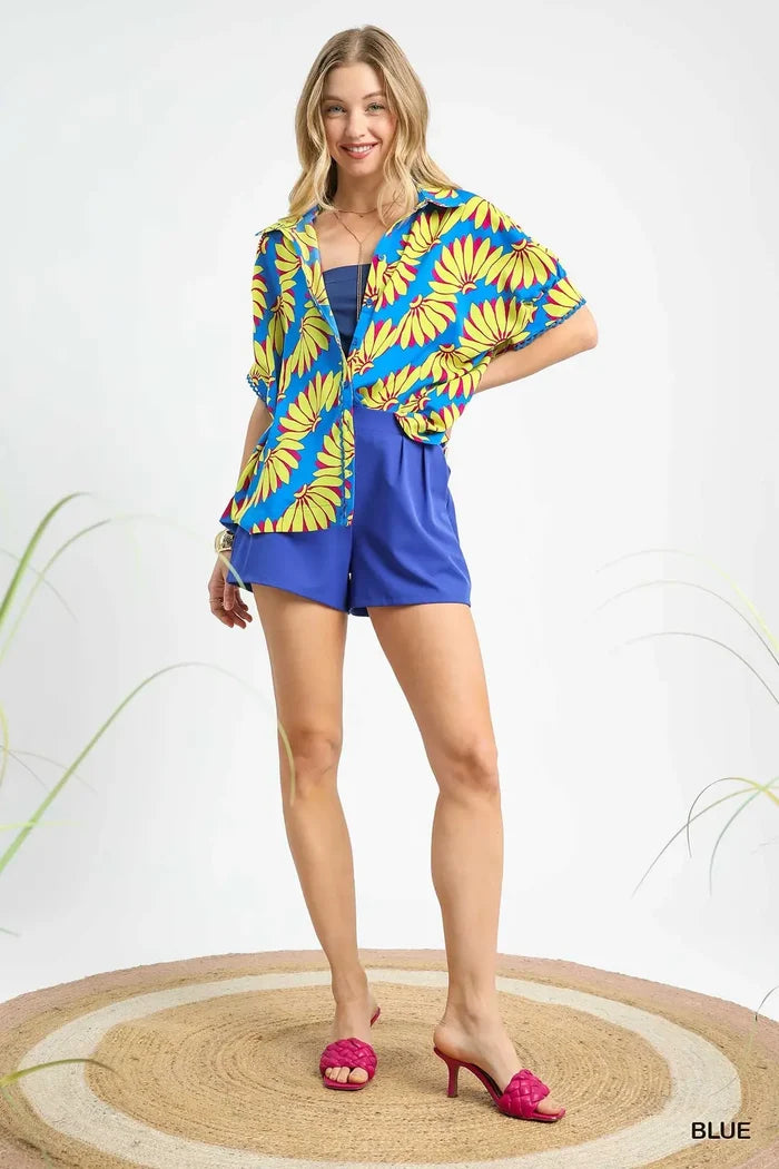 Umgee Tropical Print Button Up