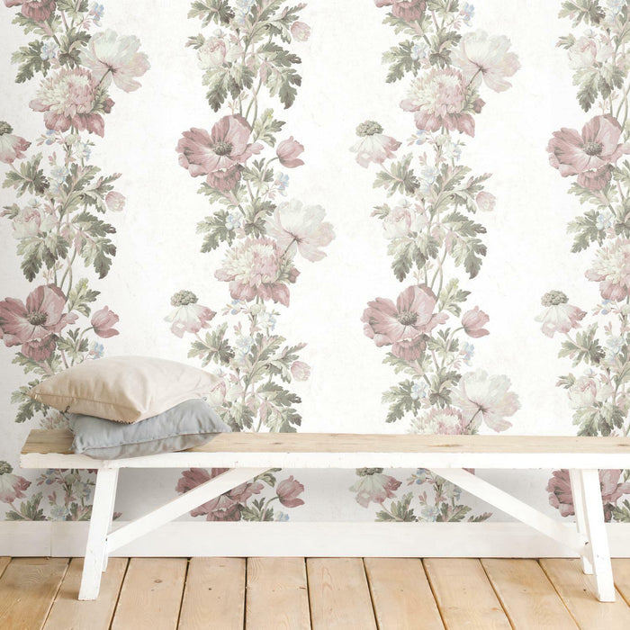 Vintage Floral Stripe Peel & Stick Wallpaper - EonShoppee