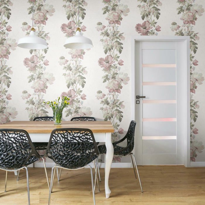 Vintage Floral Stripe Peel & Stick Wallpaper - EonShoppee