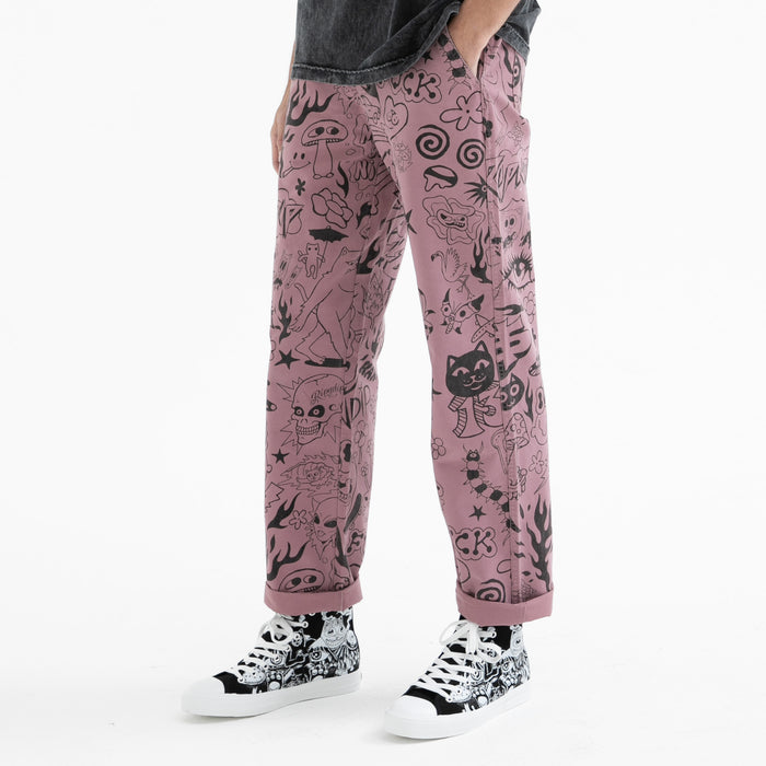RIPNDIP We Don't Care Twill Pants (Mauve)