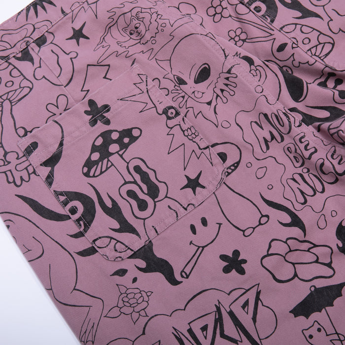 RIPNDIP We Don't Care Twill Pants (Mauve)