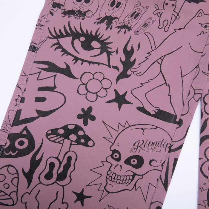 RIPNDIP We Don't Care Twill Pants (Mauve)