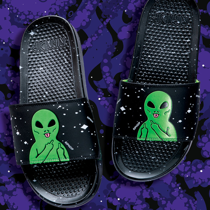 361971 We Out Here Slides (Black/Neon Green)