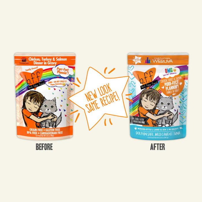 Weruva OMG Pouch Purr-Fect Plannin'! Chicken, Turkey & Salmon Cat Food