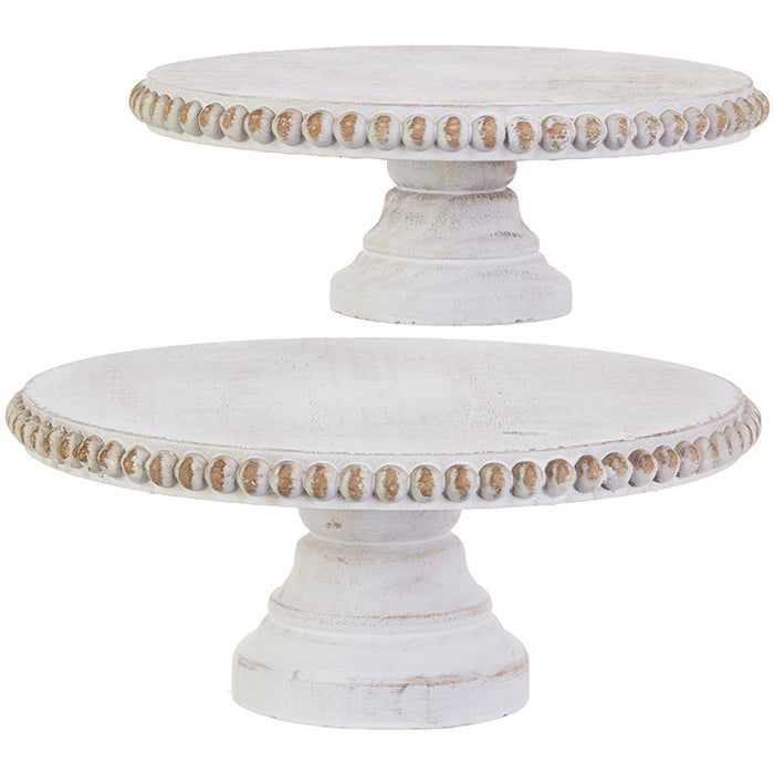 Whitewash Beaded Edge Pedestal Medium