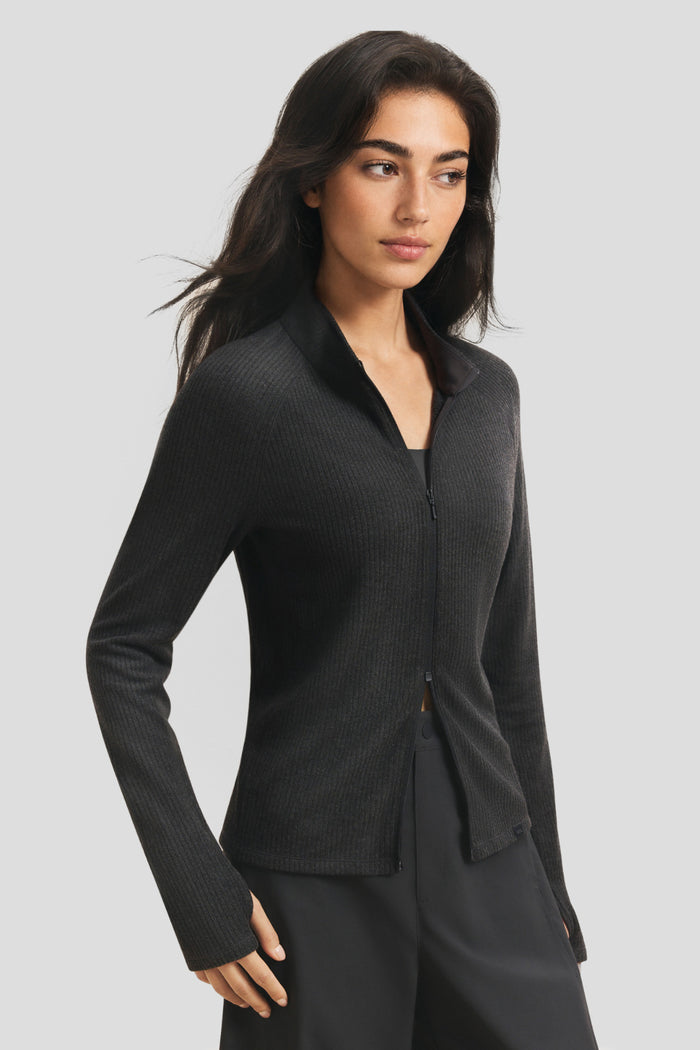 Women's High-Stretch Fleece Straight-Fit Two-Way-Zip Base Layer Top (Mid Warmth) PM022
