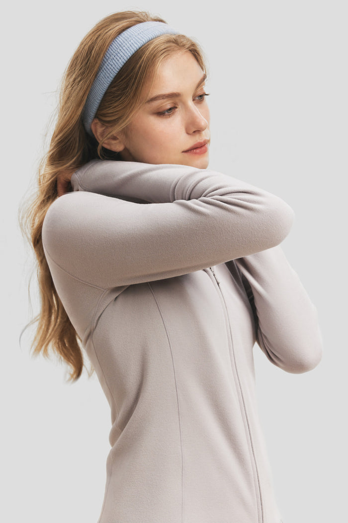 Women's High-Stretch Fleece Two-Way-Zip Hooded Base Layer Top (Mid Warmth) PM023