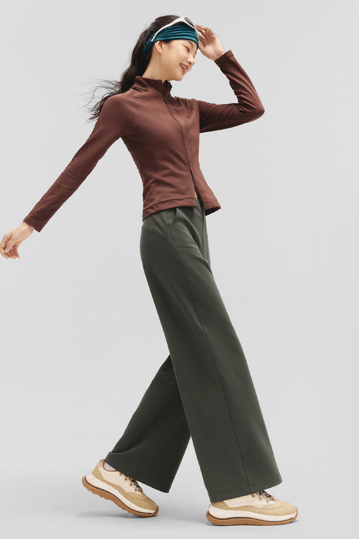 beneunder flowwarm – women’s high-stretch wide-leg thermal pants #color_deep gray