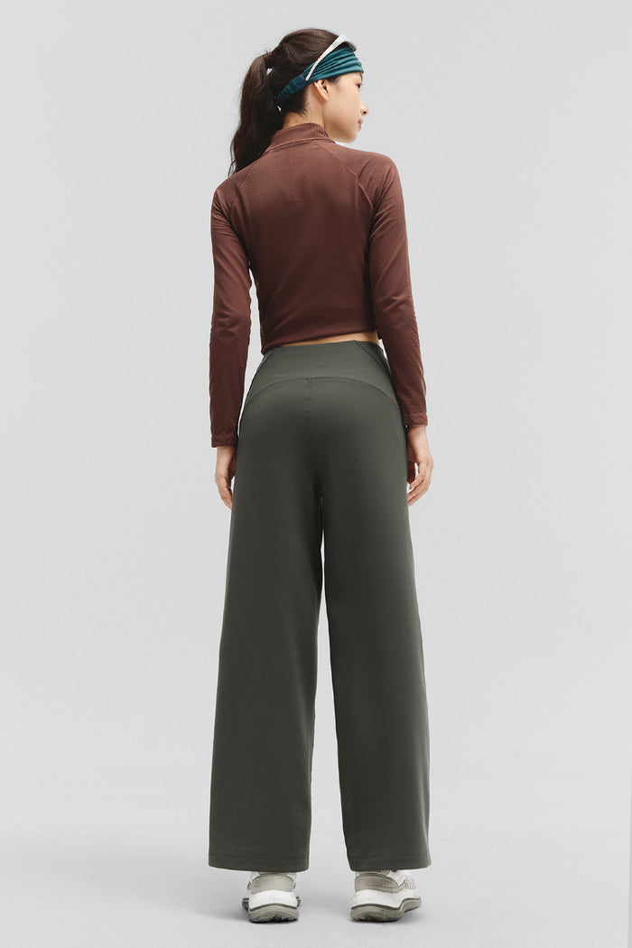 beneunder flowwarm – women’s high-stretch wide-leg thermal pants #color_deep gray