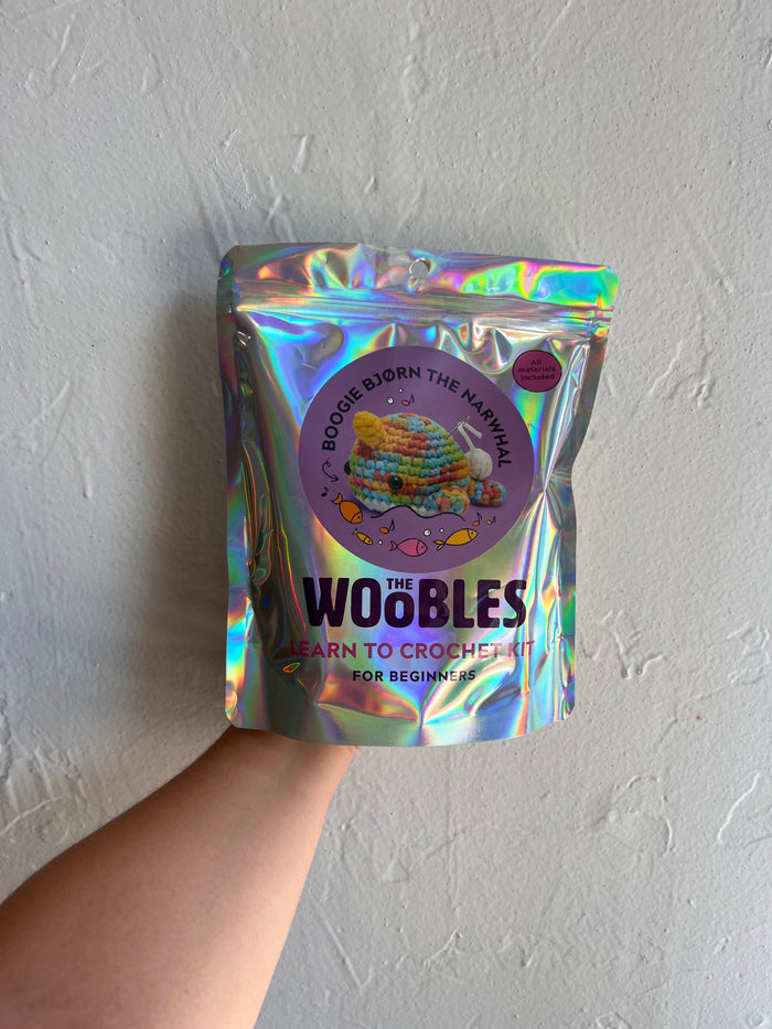 Woobles Beginner Crochet Kit - Rainbow Narwhal