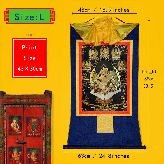 Yellow Jambhala-Black Type - Tibetan thangka painting, view 4