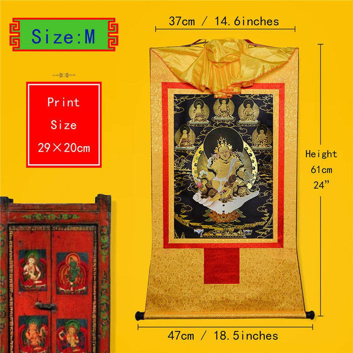 Yellow Jambhala-Black Type - Tibetan thangka painting, view 5